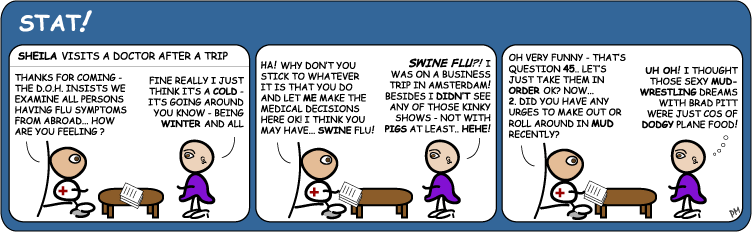 Swine Flu cartoon – Animal illness craze continues to Pigs Swine Flu Mania Spreads across the World